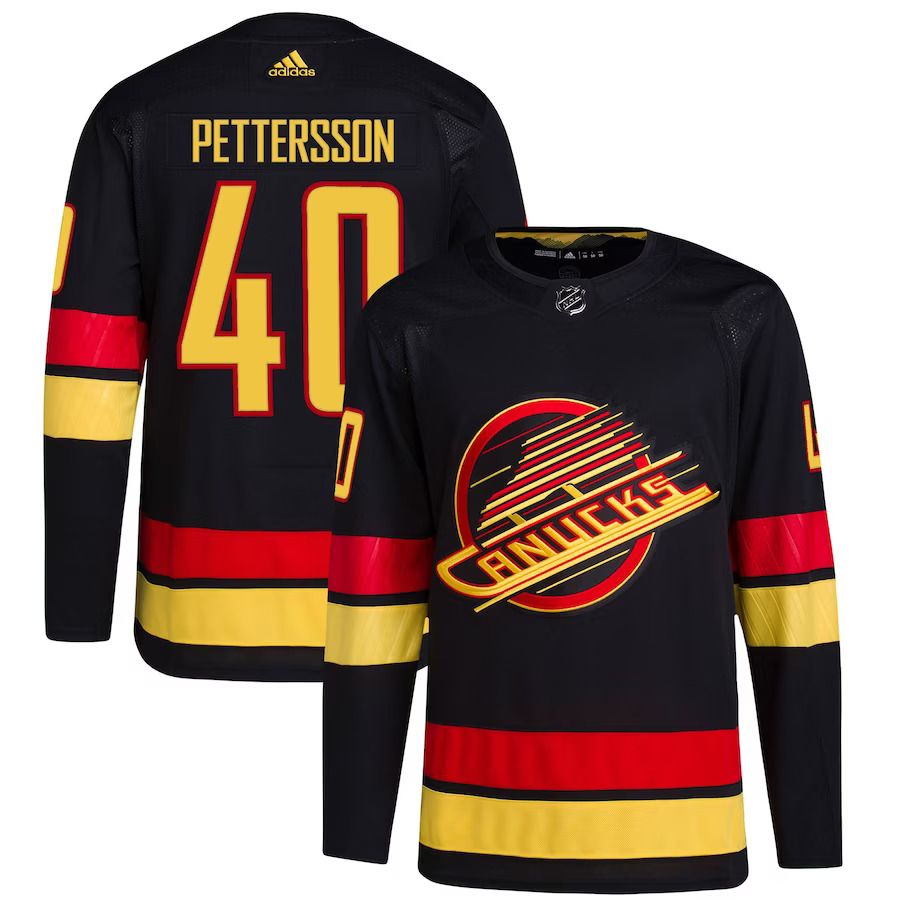 Men Vancouver Canucks #40 Elias Pettersson adidas Black Alternate 2022-23 Primegreen Authentic Pro Player NHL Jersey